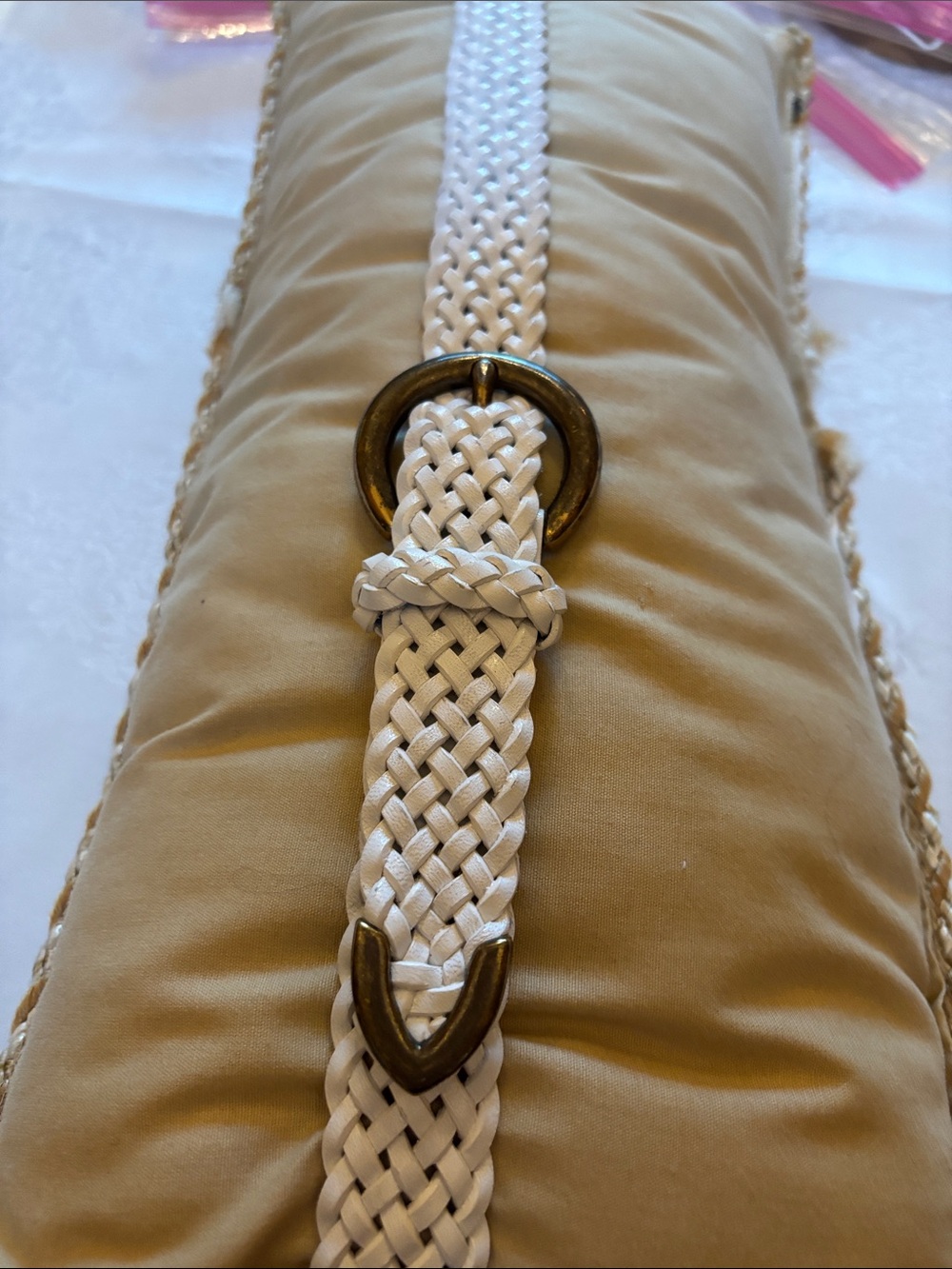 Talbots white leather braided belt